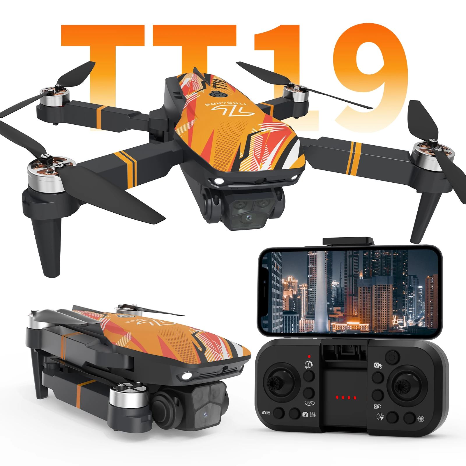 Mini drone TT19 avec caméra pour débutants, caméra HD 1080K, évitement d'obacles 270 ° , Cadeau de jouet pliable pour quadrirotor pour enfants, TROARDS