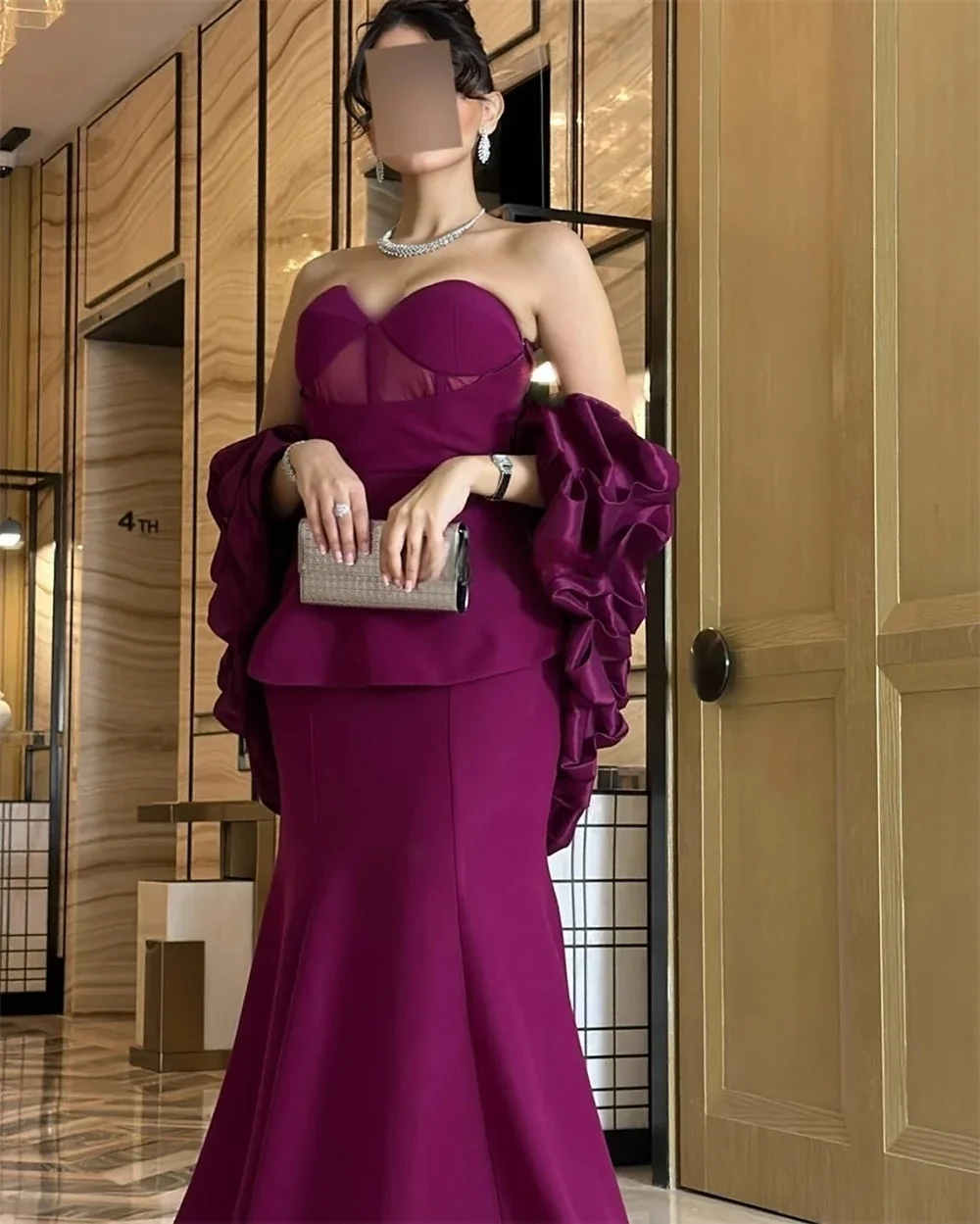 

Purple Sweetheart Long Bespoke Occasion Gown Evening Dresses Pastrol Unisex Jersey Retro Dubai Saudi Arabic Prom Customized