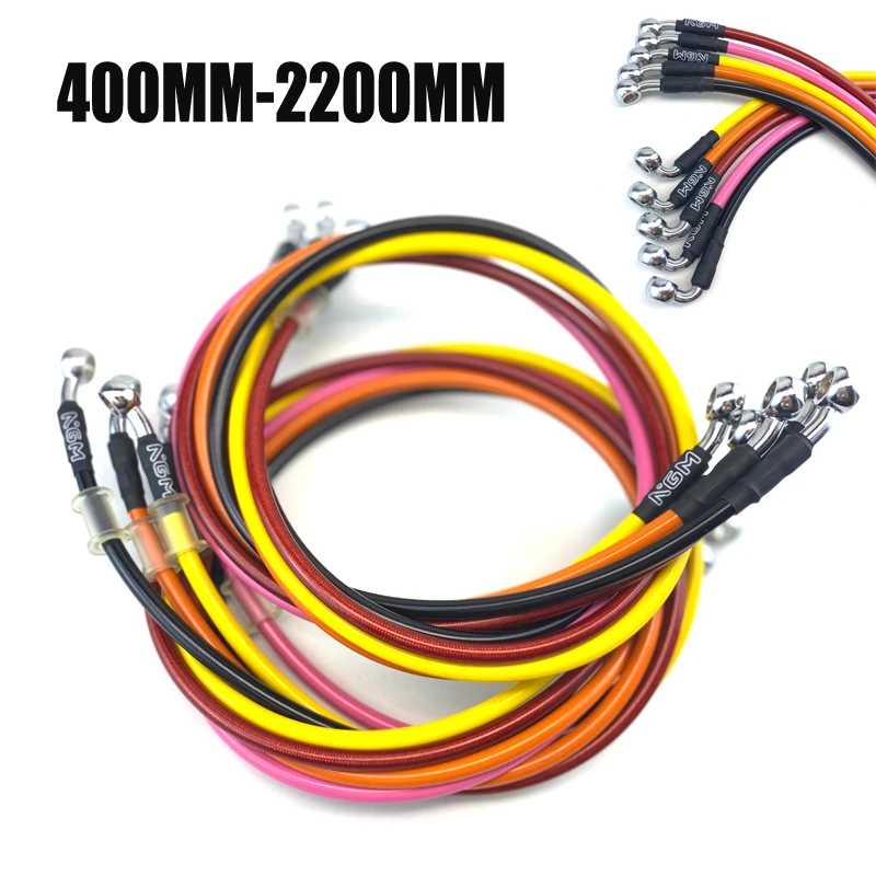 10mm 90 Degree Motorcycle Dirt Bike Braided Line Steel Brake Hose Cable Hydraulic Banjo Pipe 400mm-1500mm for Universal Racing