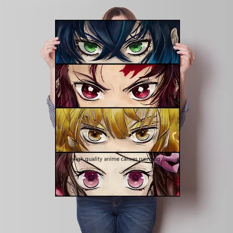 Anime Demônio Slayer Olhos Poster, Wall Art, Kimetsu No Yaiba Picture Print, Pintura da lona, Home Room Decor, estética, Wall Art