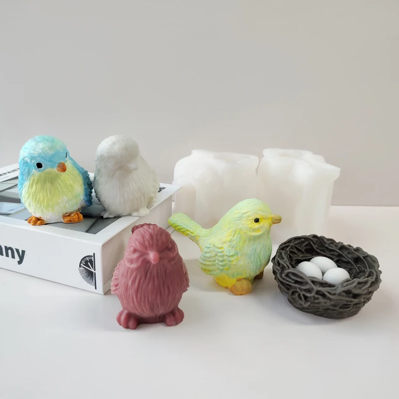 3D Bird Nest Birdie Silicone Mold Animal Birds Ornament DIY Aroma Candle Plaster Epoxy Resin Mould Home Decoration Crafts