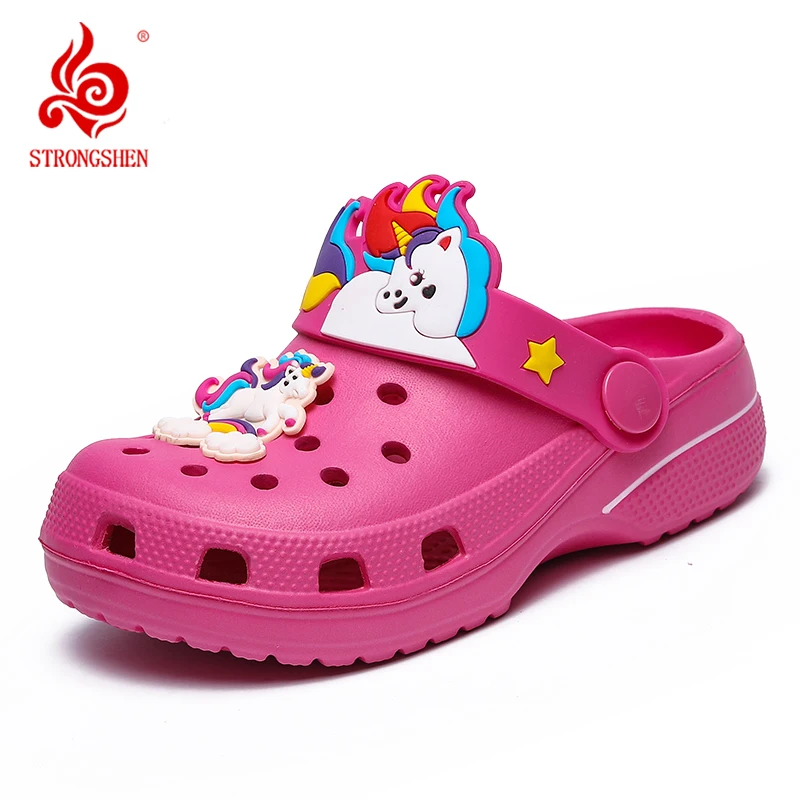 STRONGSHEN Kids Unicorn Dinosaur Sandals Boys Girls Mules Clogs Summer Garden Shoes Beach Slippers Infantiles Hole Shoes