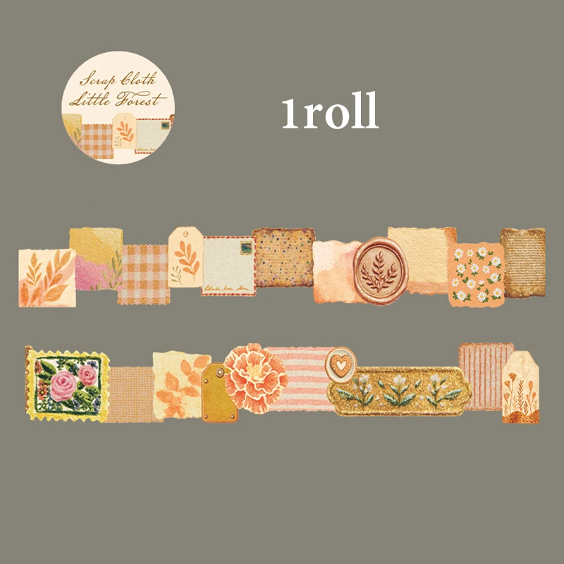 Mr Paper Scrap Cloth Little Forest Washi Tape, 200cm Stoffen Textuur Afplaktape Rol voor Junk Journaling Scrapbook DIY