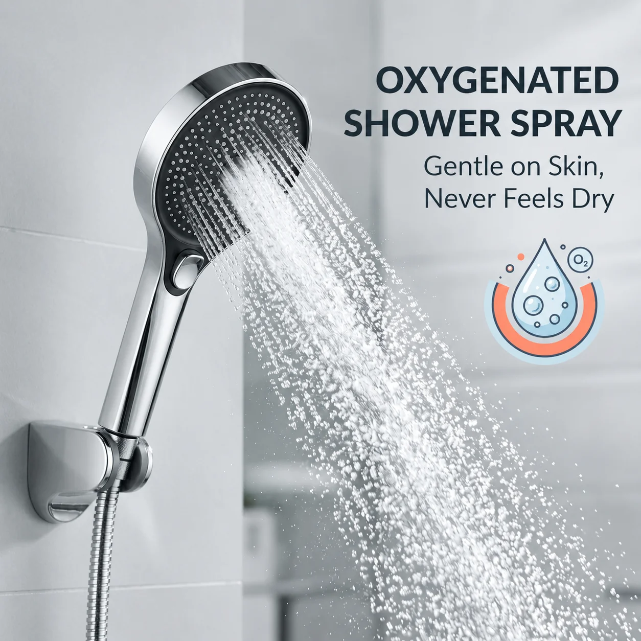 High Pressure Shower Head 3 Modes Large Face Powerful Flow Water Saving Handheld Sprayer Bathroom Booster Showerhead Nozzle