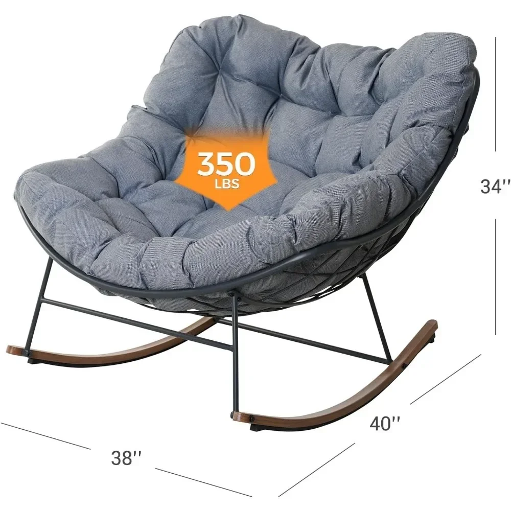 patio Rocking Chair Outdoor Rocking Chair with Cushion Outdoor Rocker Recliner Chair for Patio Porch Garden