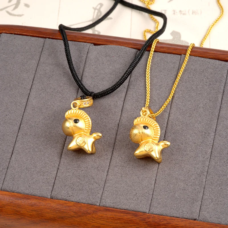 

Success & Good Luck Pony Pendant Necklace For Women 24K Gold AU999 | Auspicious meaning, smooth career