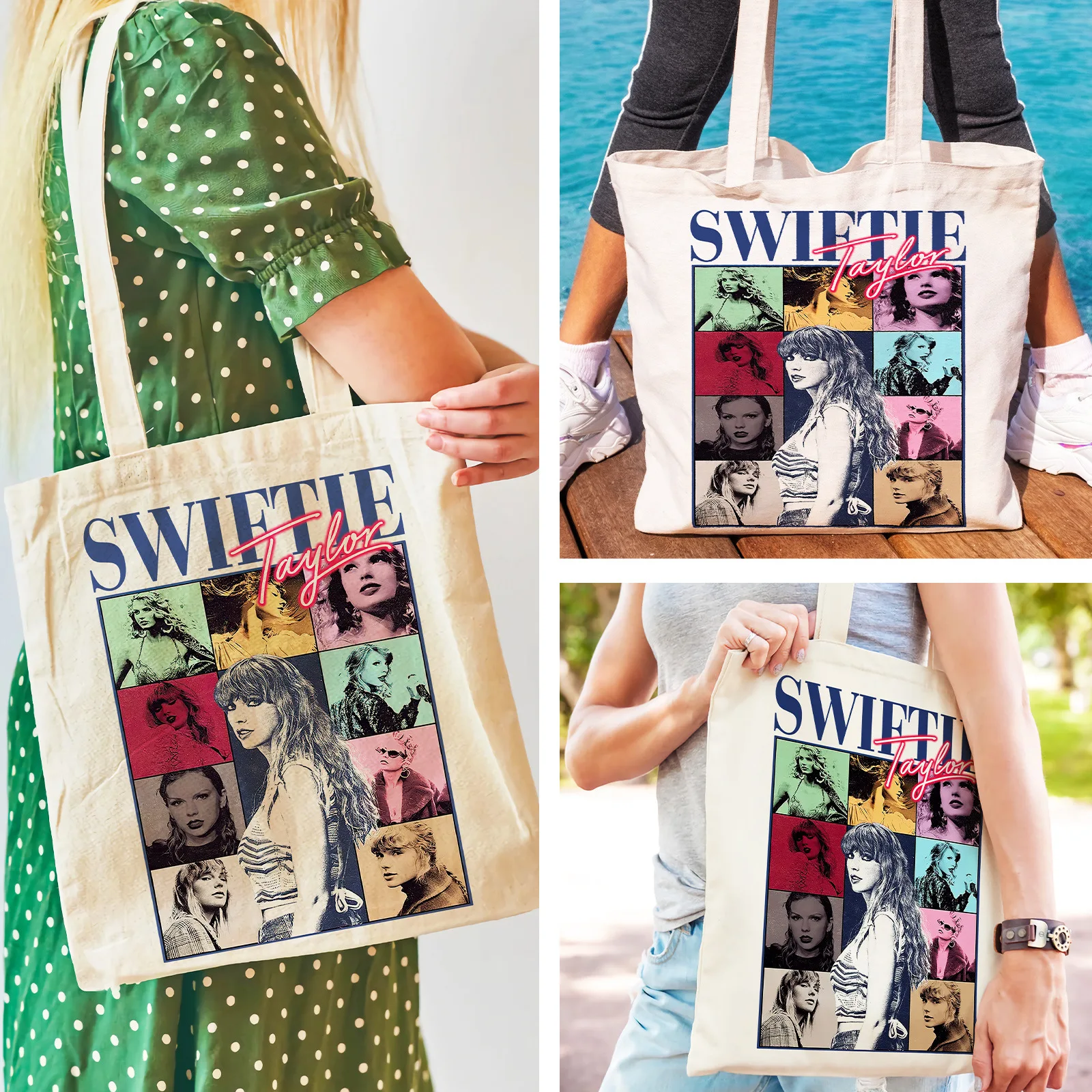 

Popular Taylor fashion printed canvas bag, shoulder bag, tote bag, shopping bag, simple casual