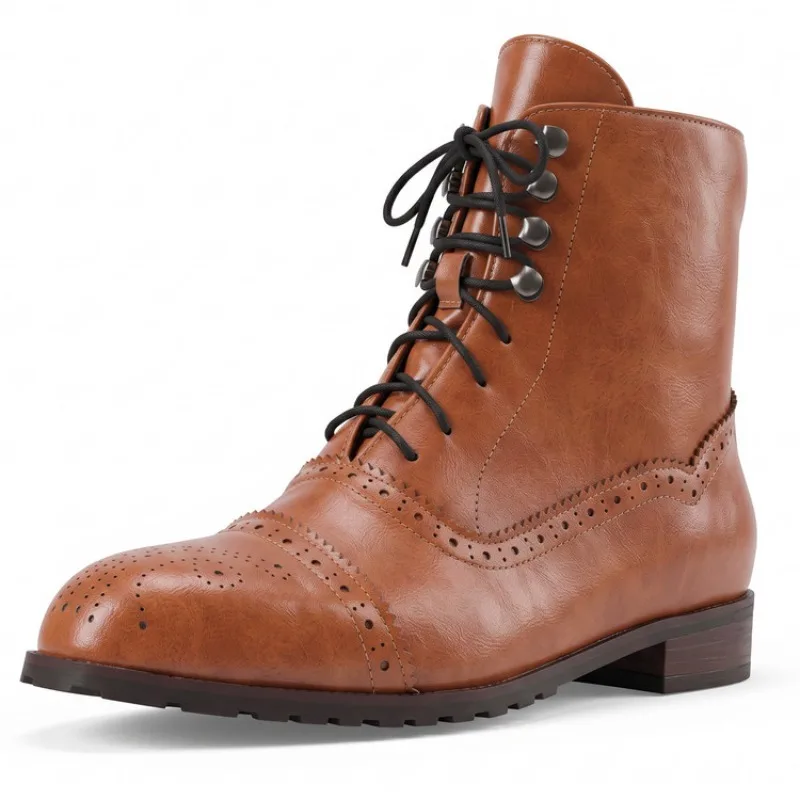 Women Luxury Classy Casual Brown Ankle Boots Ladies Comfortable Short Boots OL Business Wear Leather Shoes New 2026