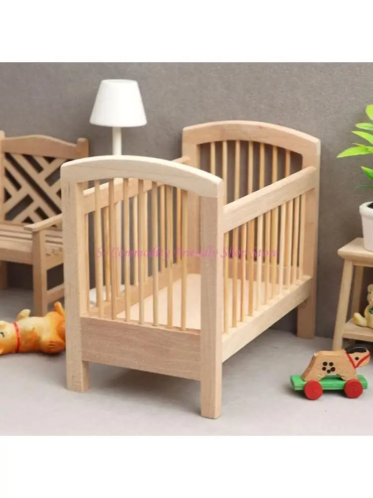 

85AE Dollhouse Decoration Crib Baby Cradle 1:12 Playhouse Ocean Bottle Diy Material Girls Ball Joint Dolls Accessory Toy