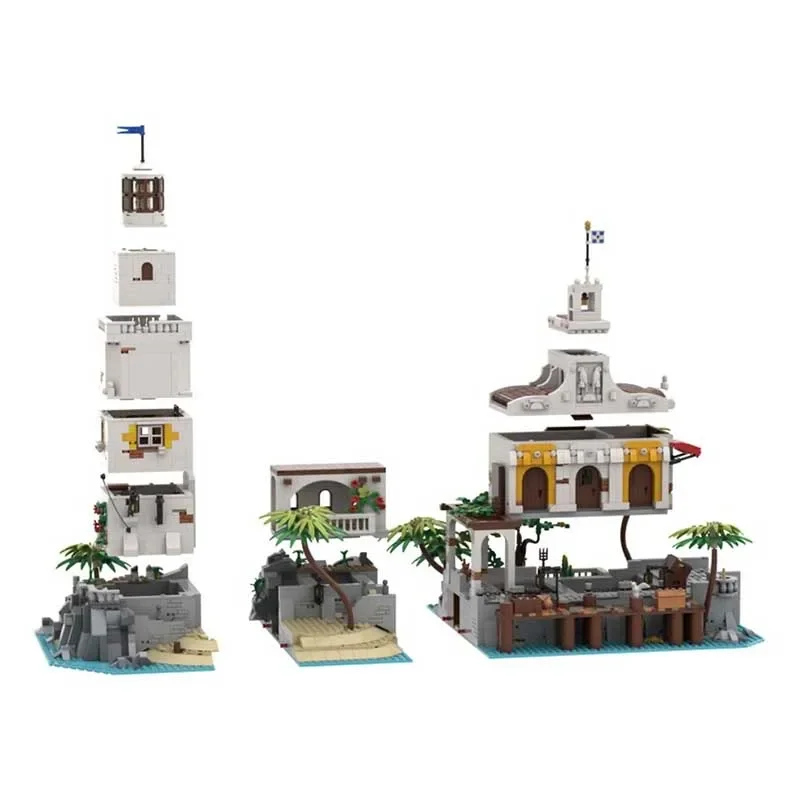 

Pirate Fortress Model Moc Building Blocks Modular Port lights Model Technology Brick Assembly Construction Toy Holiday Gifts