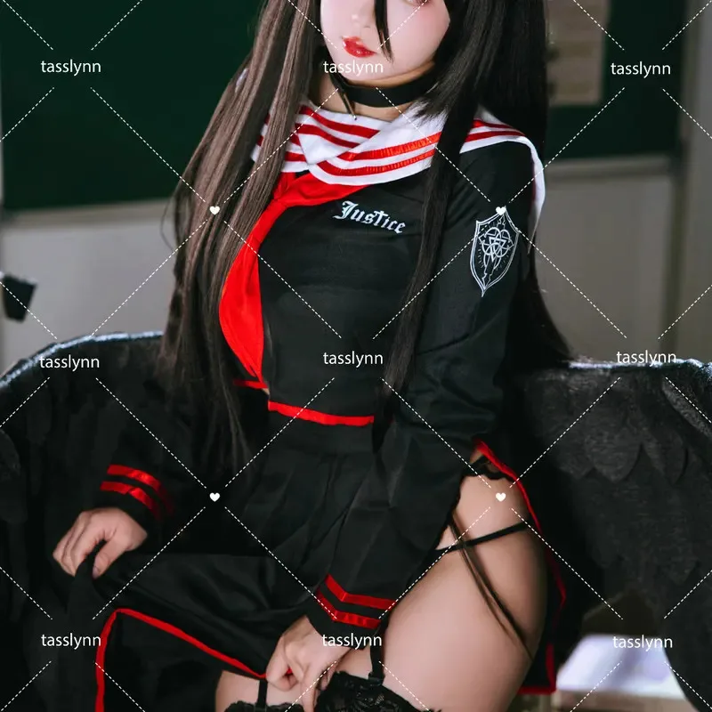 

qq34Anime Blue Archive Red Black Hanekawa Hasumi JK Платье Костюмы для косплея Студенческая форма