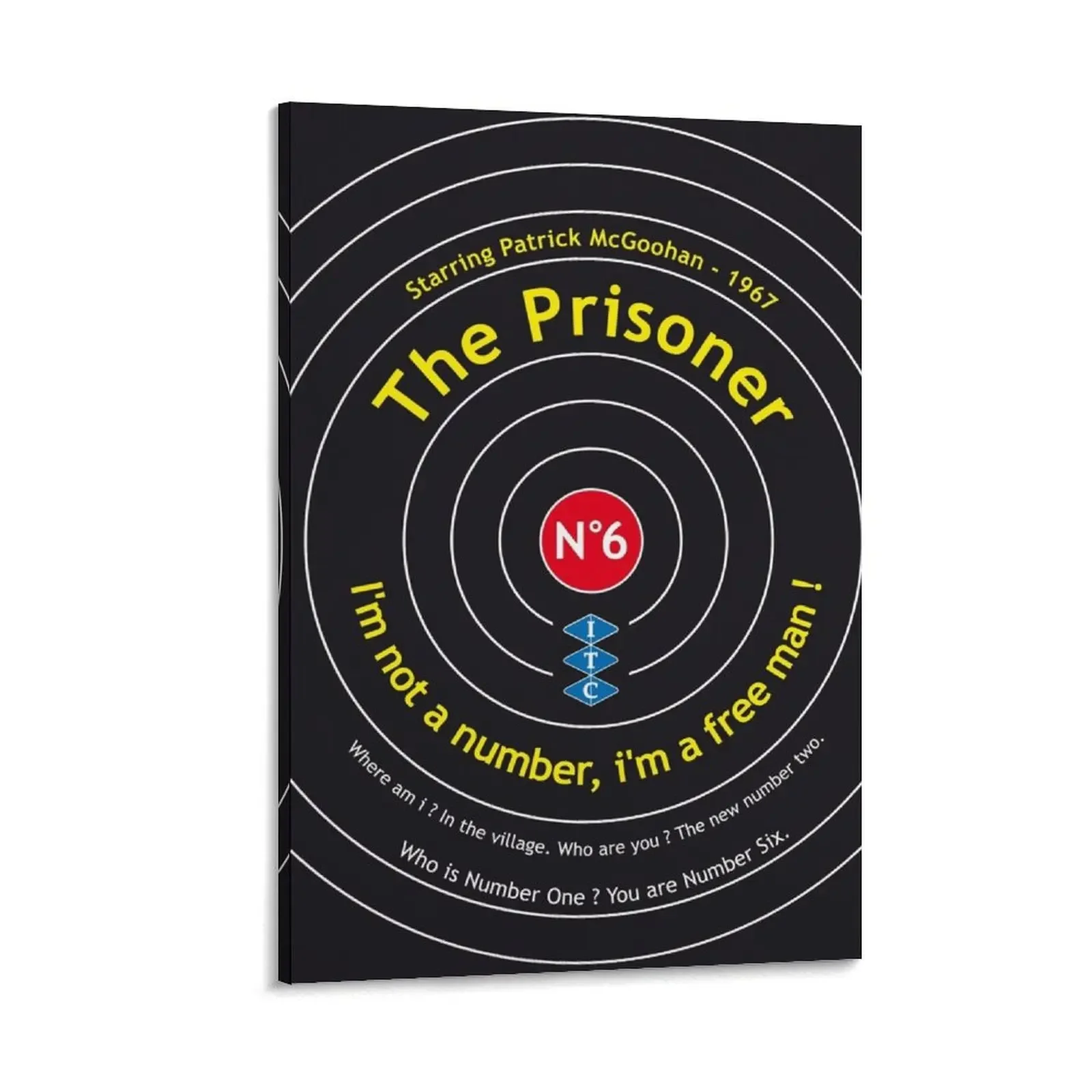 

The Prisoner Number 6 McGoohan Portmeirion Design Vintage Poster Canvas Painting pictures for wall