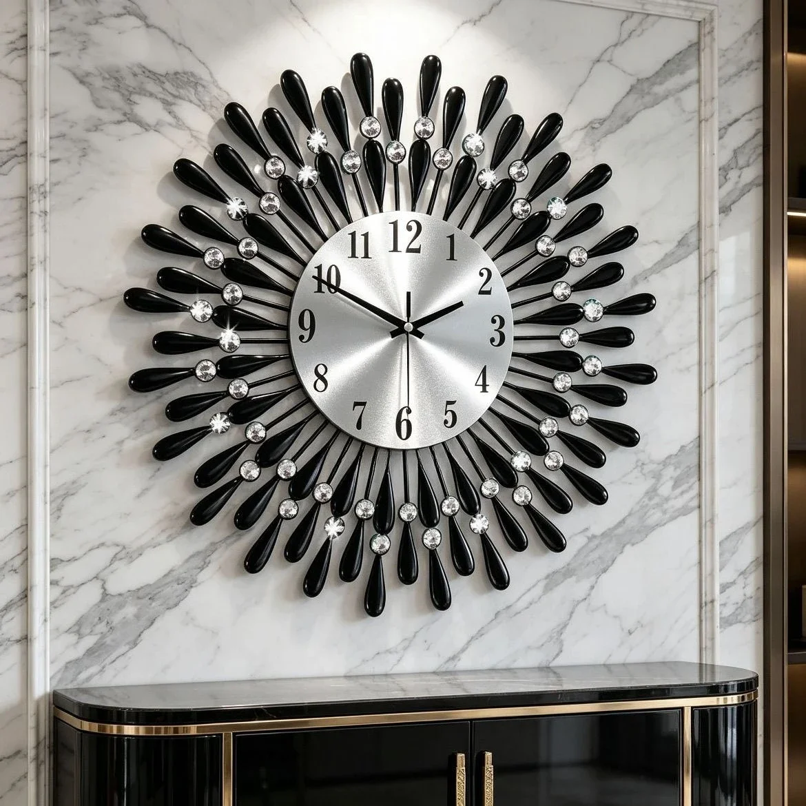 50cm European Retro Style Wall Clock Golden Black Simplicity Mute Wall Decorate Home Living Room Bedroom Metal Wall Clocks