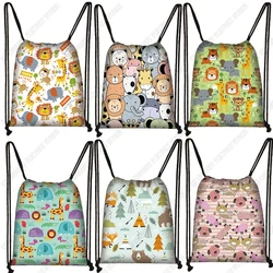 Animal Elephant Lion Tiger Giraffe Backpack Women Rucksack Children School Bags Kawaii Party Drawstring Bags Boys Girls Bookbag