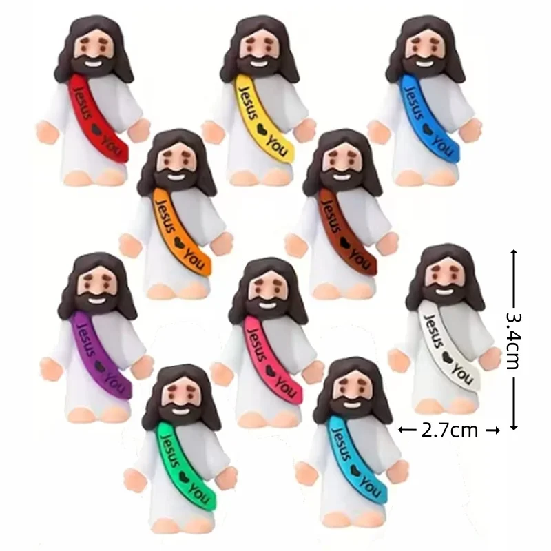 10/60 stks Mini Jezus Decoraties Cartoon Standbeeld Set voor Vakantie Party Scene Decor Feestelijke Kamer Beeldjes Kerst Pasen Geschenken