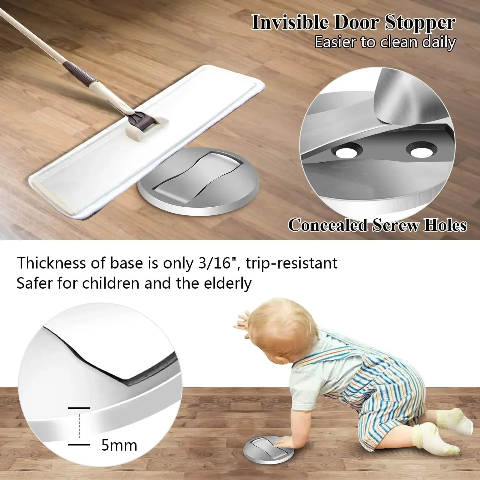 Zinc Alloy Strong Magnetic Door Stop Door Stopper Punch-free Anti-collision Door Collision Invisible Windproof Floor Absorber