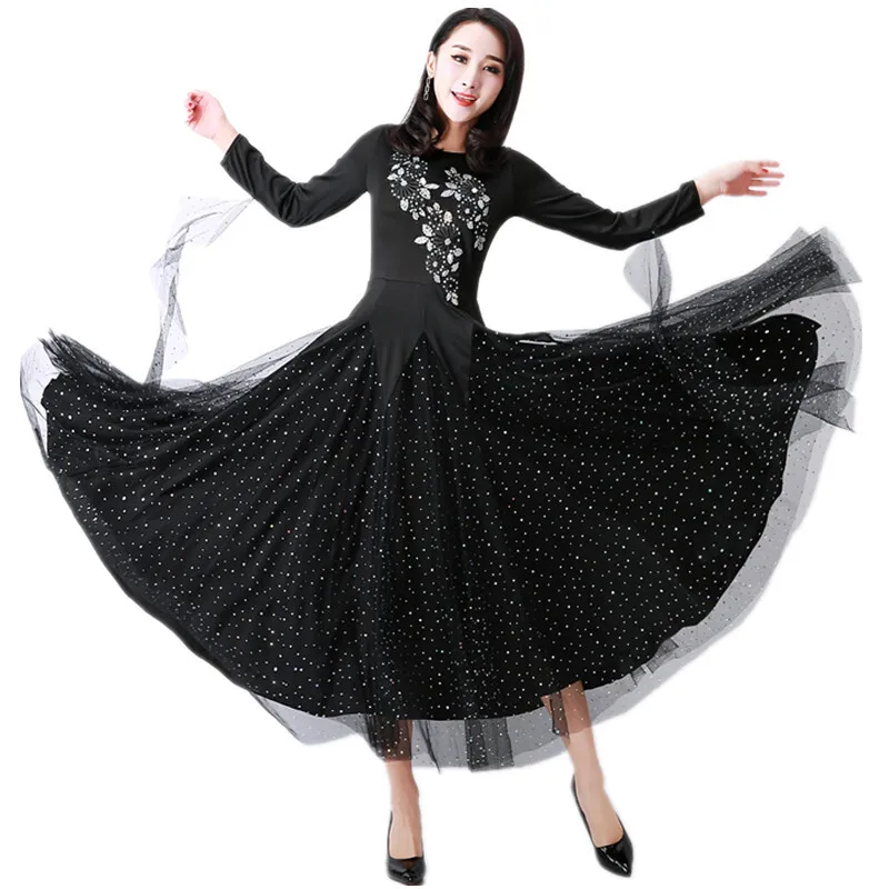 Modern Black Elegant Ballroom Dance Performance Dress Ballroom Dance Dress Waltz Dress Performance Dress