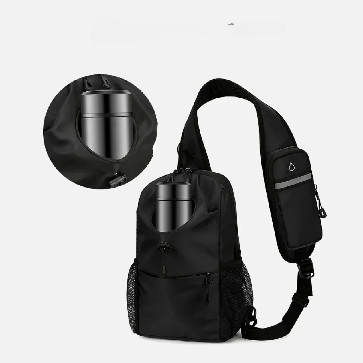 Модная нагрудная сумка для спорта и отдыха, водонепроницаемый нейлоновый материал, сумка для телефона для хранения, многофункциональная и многослойная.