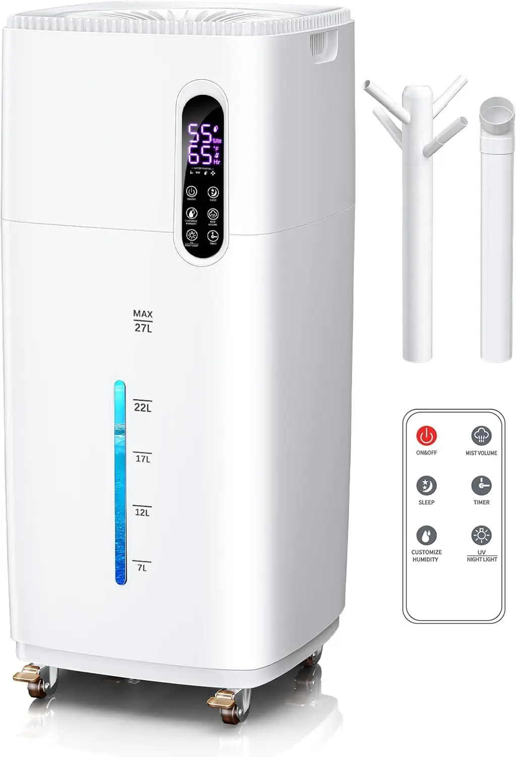 

Supersized Cool Mist Humidifiers Large Room Whole House Home Bedroom Plant 26L 5.7Gal 3000 Sqft 2000Ml/h 38H Quiet Touch Remote