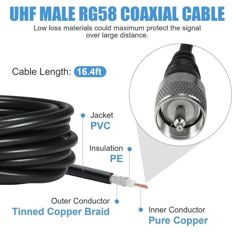 HH-N2RS Dualband Antenne UHF VHF 400-470 136-174MHZ and SO239 Mount Magnetic Base with PL-259 Plug Car Mobile Radio Antenne - view 6