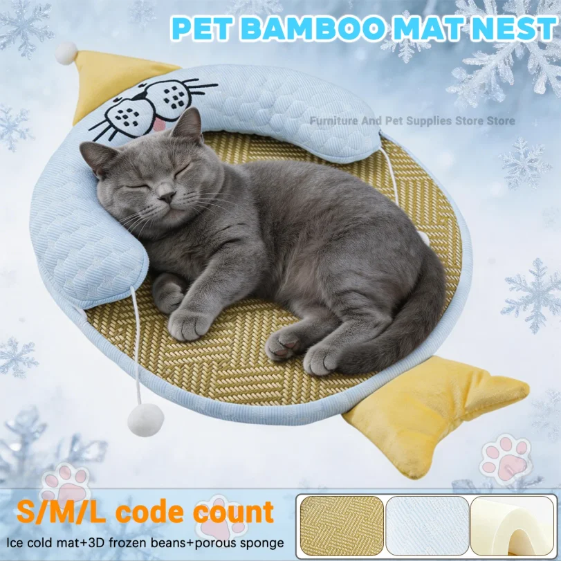 

Pet Summer Mat Cute Cat Cooling Nest Sofa Breathable Puppy Mattress Moisture proof Vine Wear resistant Cat Mat Accessories