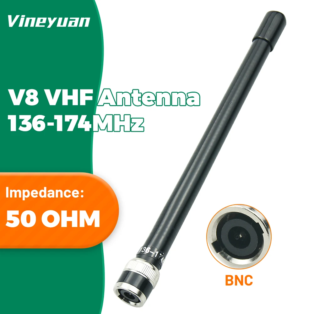 VHF Antenna 136-174MHz BNC Male 10W for Icom IC-V8 IC-V80 IC-V82 IC-V80E IC-V82 IC-V85 IC-V85E IC-F3S VX200 VX500 Two-way Radio