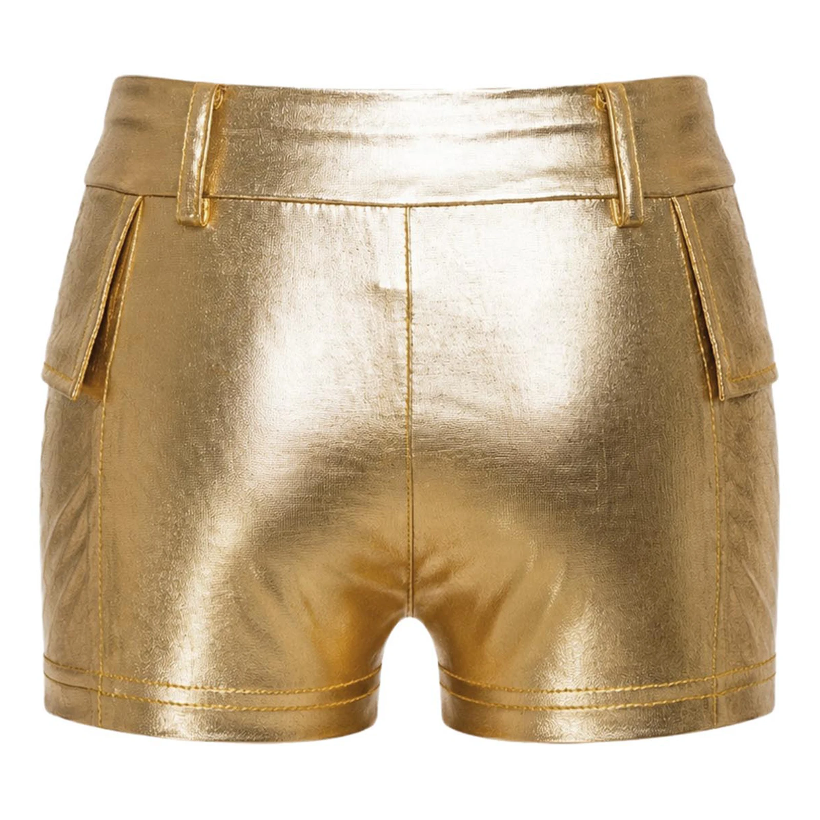 Kinder Modern Jazz Dance Bühnenauftritts-Hosen Mädchen Glänzende Irisierend Hologramm-Shorts PU-Leder Cargo-Kurzhosen – Detail 15