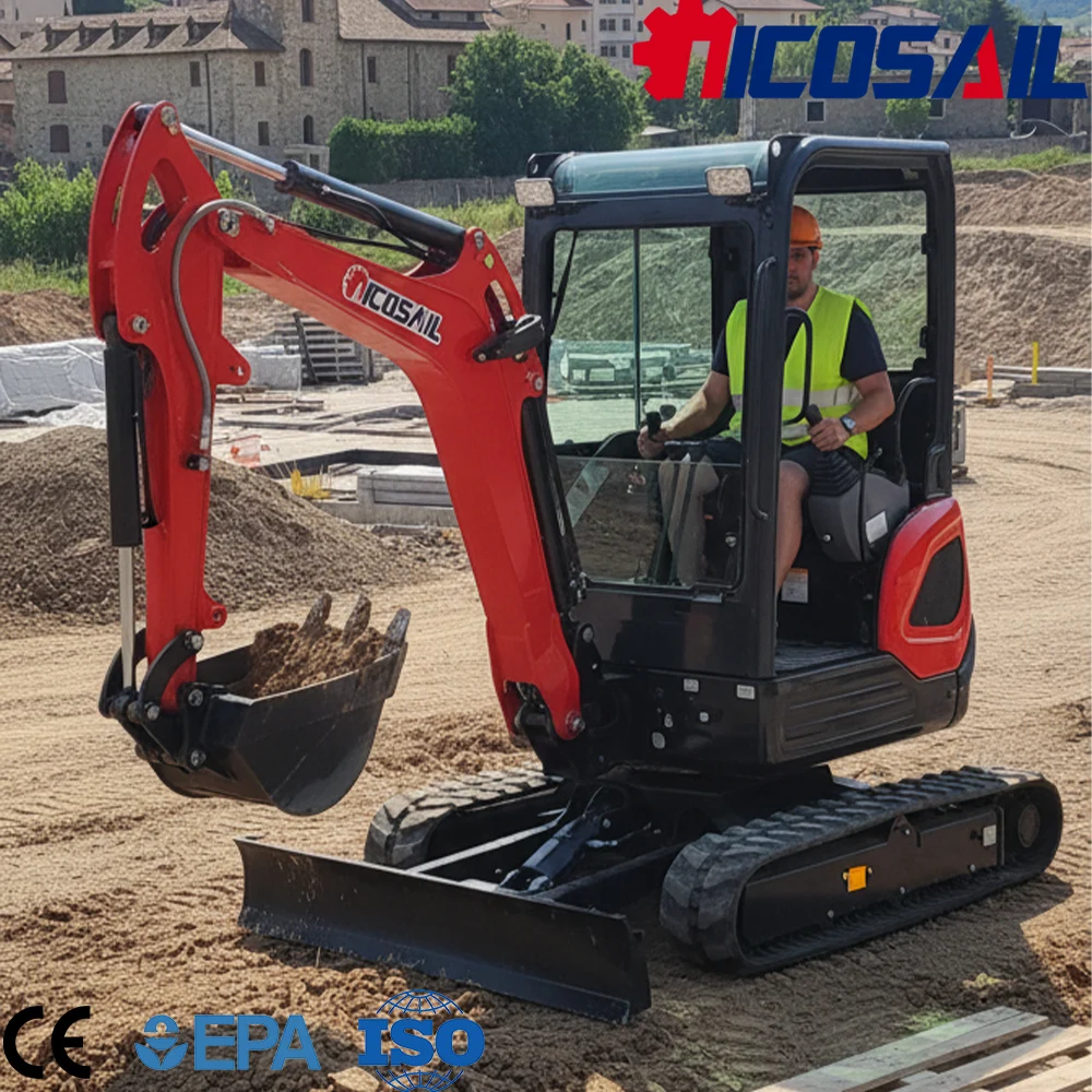 Custom Mini 2.5 Ton Excavator Euro 5 CE Certified Compact Digger with Attachments for Construction