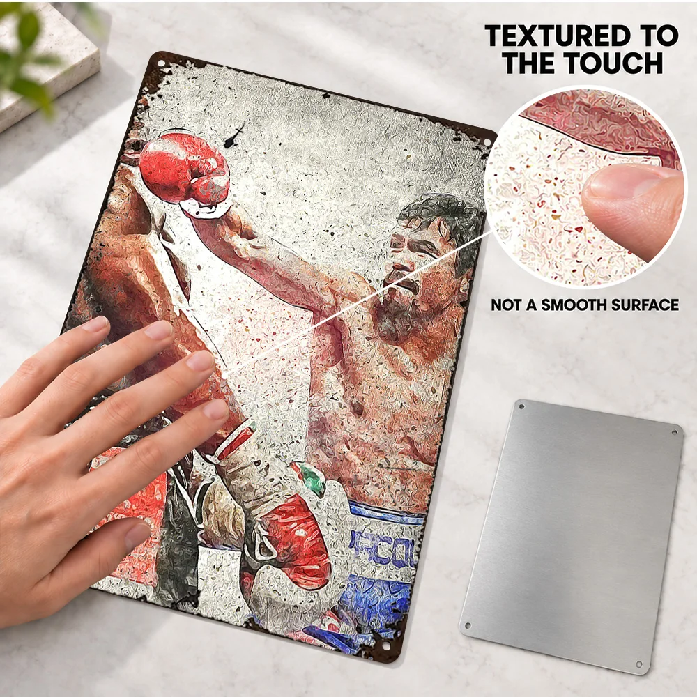 Floyd Mayweather Vs Manny Pacquiao Textured Metal Poster Customized Aluminum Sign Oil Painting Illustration Wall Art For Bedroom