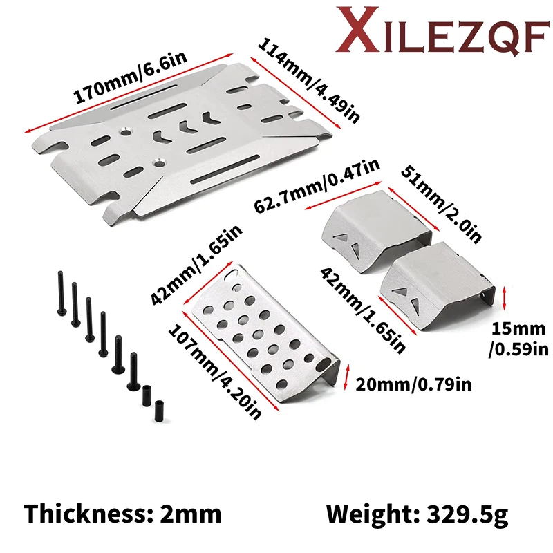 XILEZQF RC Stainless Steel Chassis Armor Guard Protection Skid Plate for LEILALUO UM07 U4000 RC Car - Upgrade Parts Accessories