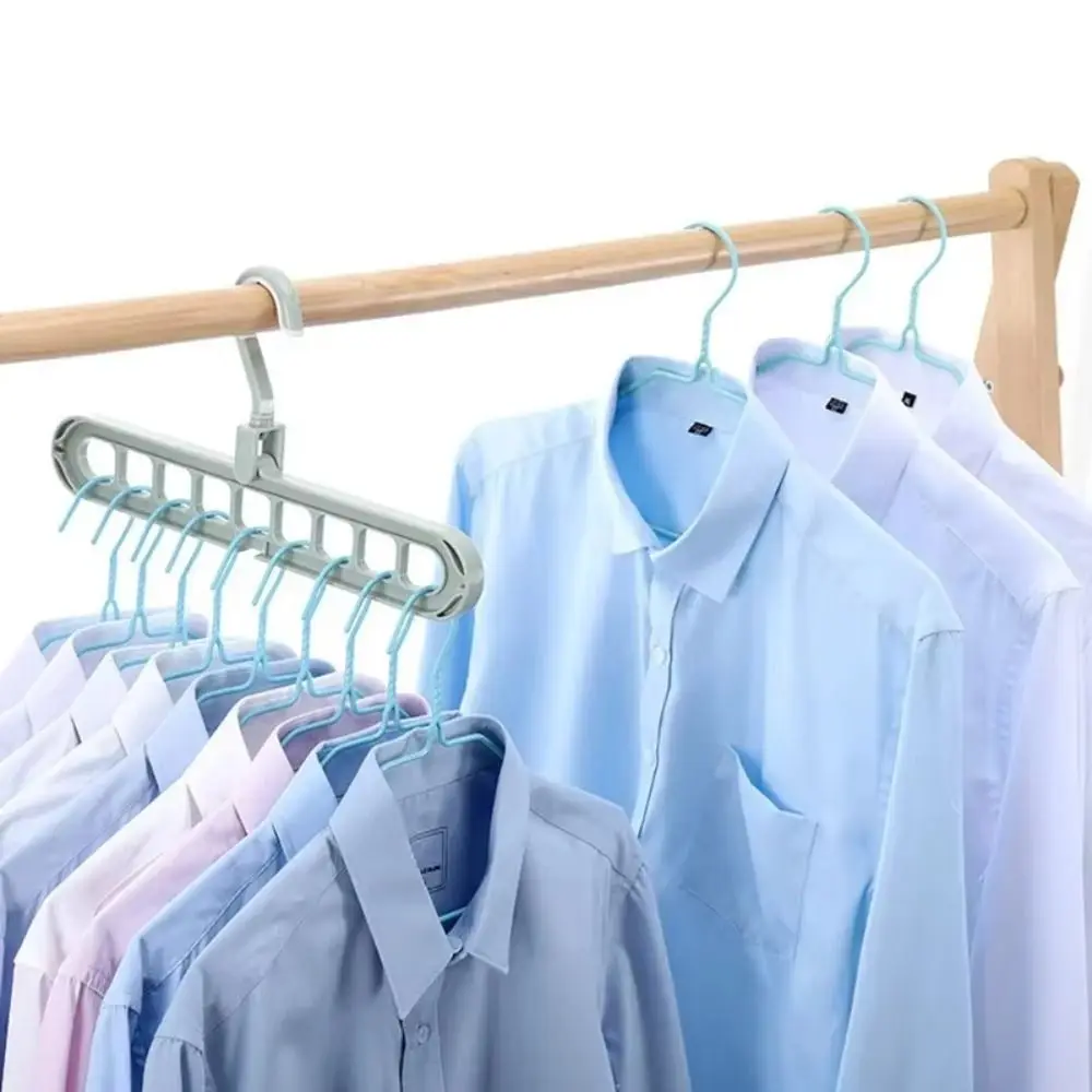 9-Hole Wardrobe Storage Rack Folding Space-saving Foldable Clothes Hanger 360 Degree Rotation Anti-slip Clothes Drying Rack
