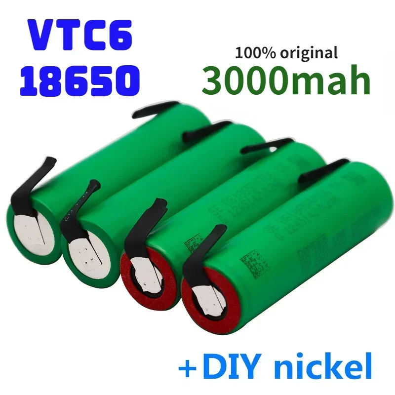 

100%Original Vtc6 3.7 V 3000 Mah 18650 Lithium Rechargeable Battery for Flashlight E-cigarette Batteries+DIY Nickel Sheets