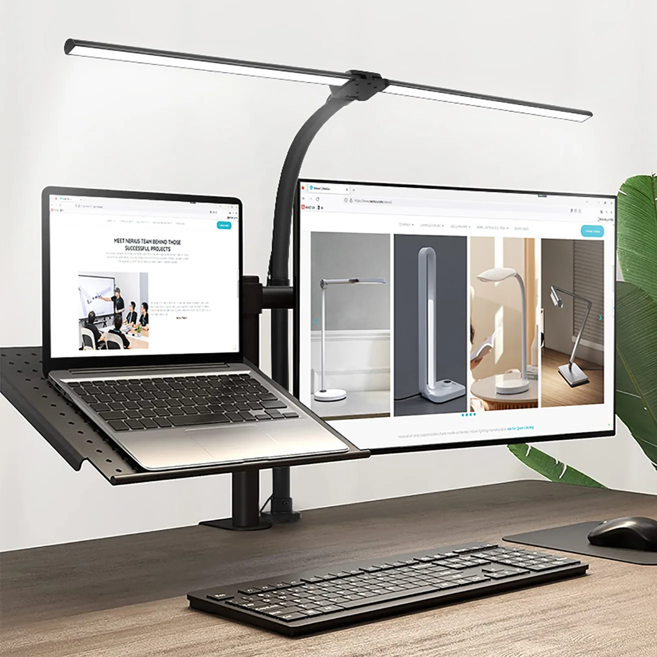 Double head desk lamp Computer screen Eye protection Desk lamp Reading highlight Student bedroom Writing Office Drawing Maintena