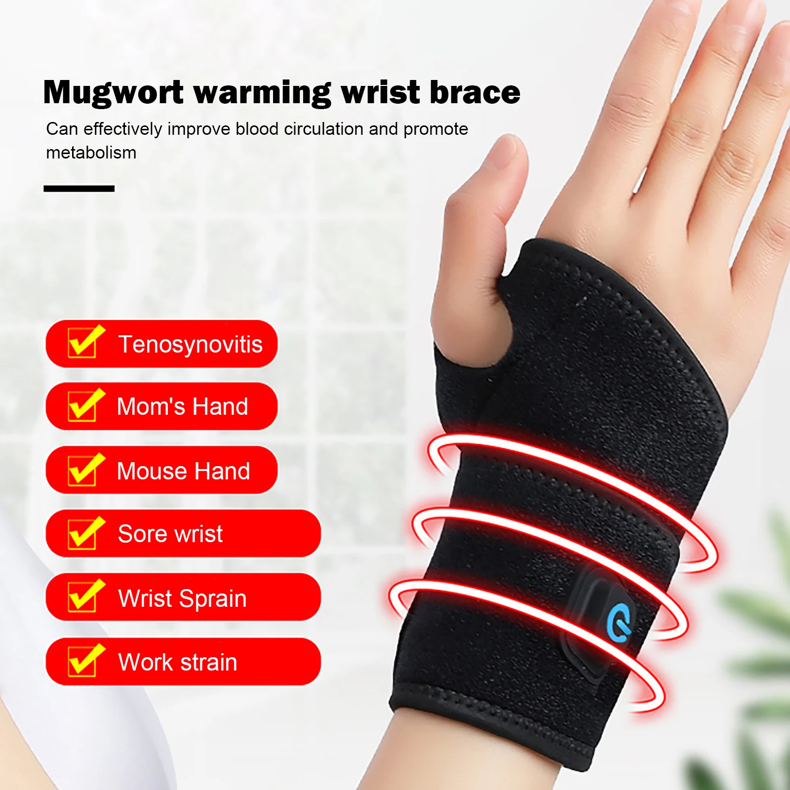 Adjustable USB Heated Wrist Massager with 3 Modes Electric Heating Wrist Massager Heated Hand Wrap for Tendonitis Hand Pain