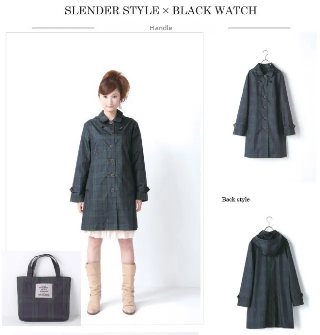 

Faionable Ultra-Waterproof Breathable Women's Raincoat Windbreaker R009 Adult Hooded Plaid Patterned Medium-Thi WPC Brand