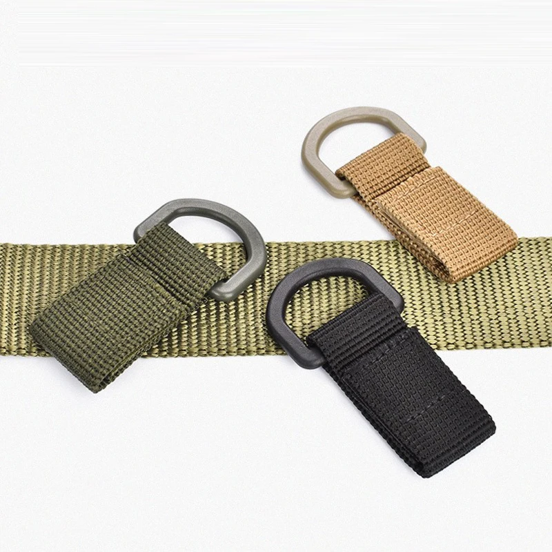 Tactical Webbing D-Ring Hook Hanger for Belt Molle Gear Nylon Strap Key Holder Outdoor Camping Hiking Hunting Tool Accessories