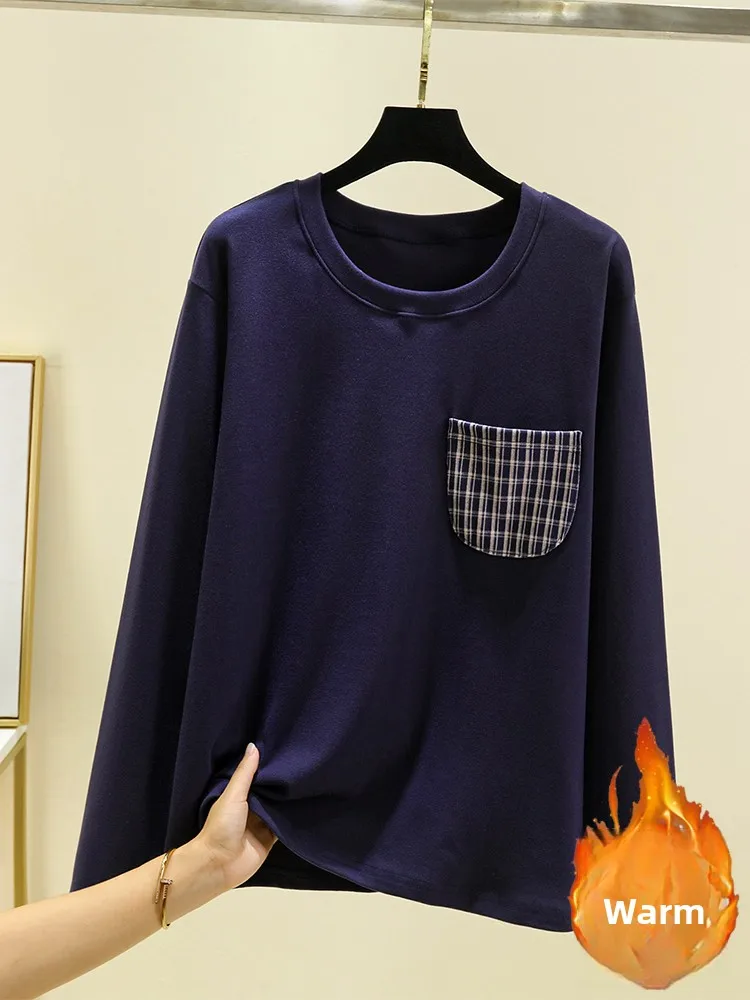 

Thiened Fce Warmth Мужская домашняя футболка Winter Long Sve ket Design Oversize Fce Lined Spwear Top July Deer