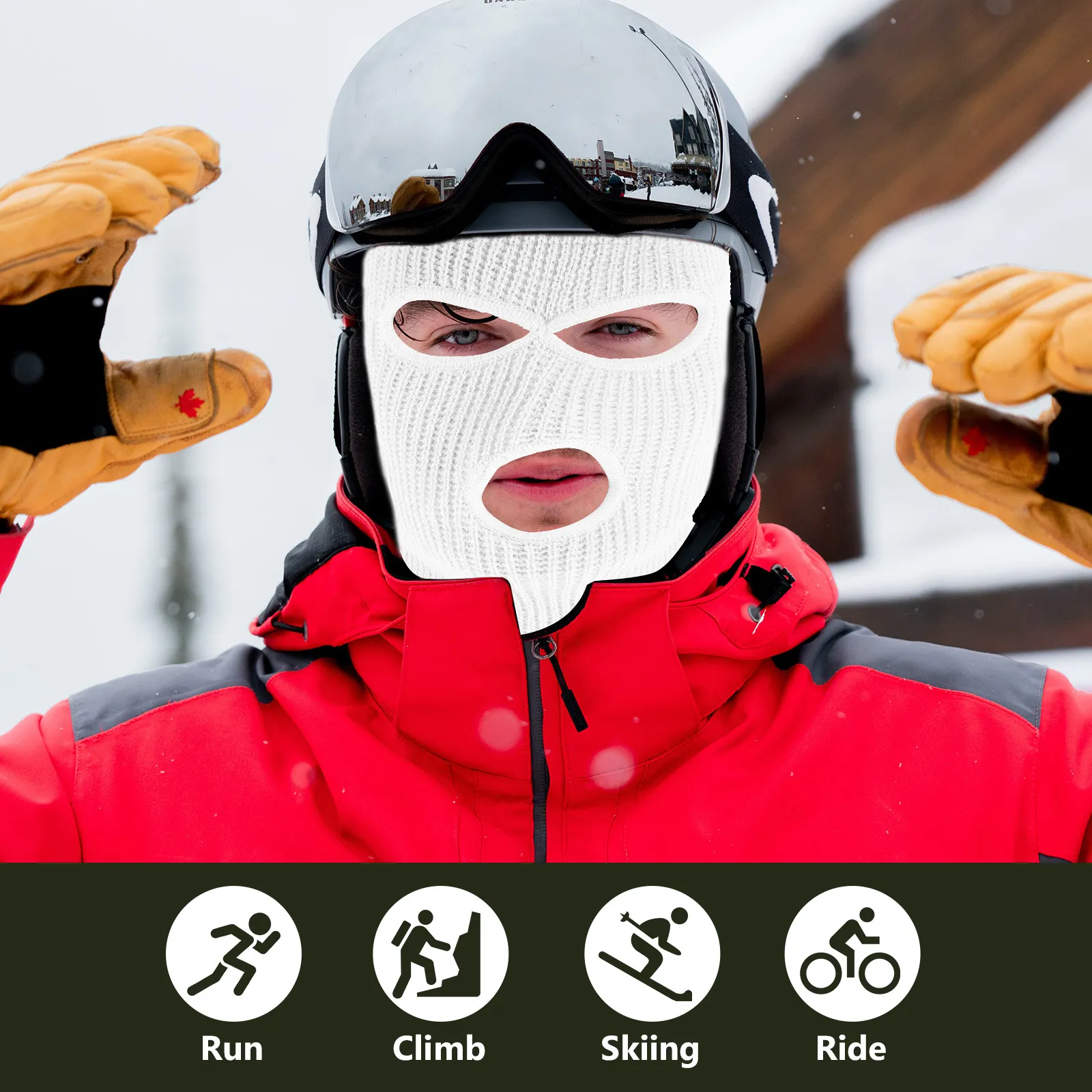 

Knitted Ski Mask 3 Hole Winter Warm Full Face Cover Ski Mask Beanie Outdoor Sports Men Women 3-Hole Full Face Cover