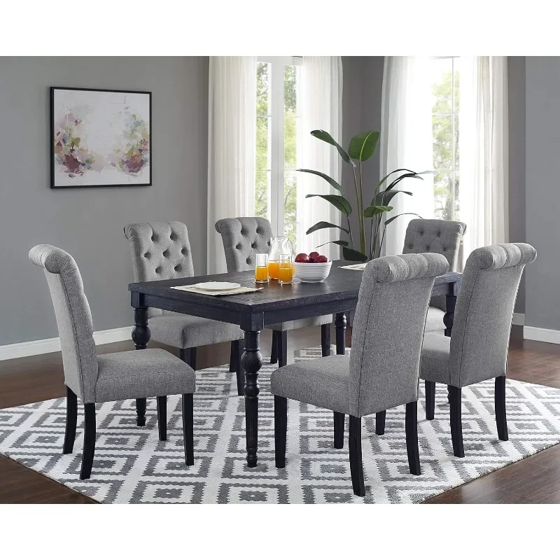 Roundhill Furniture Leviton Urban Style Counter Height Dining Set: Table and 6 Chairs, Grey