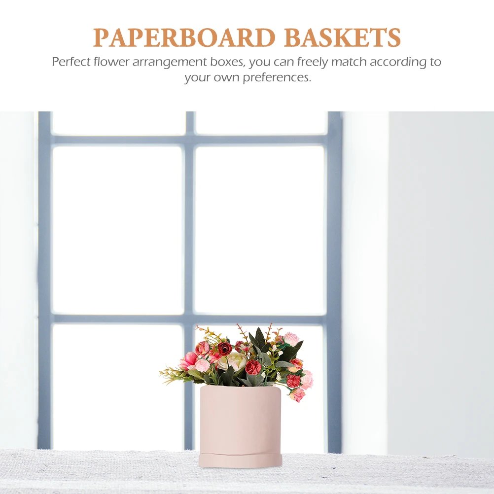 

Mini Hug Bucket Round Arrangements Cardboard Bouquet Boxes Paper Flower Cylinder Wrapping Boxes Gift Packaging