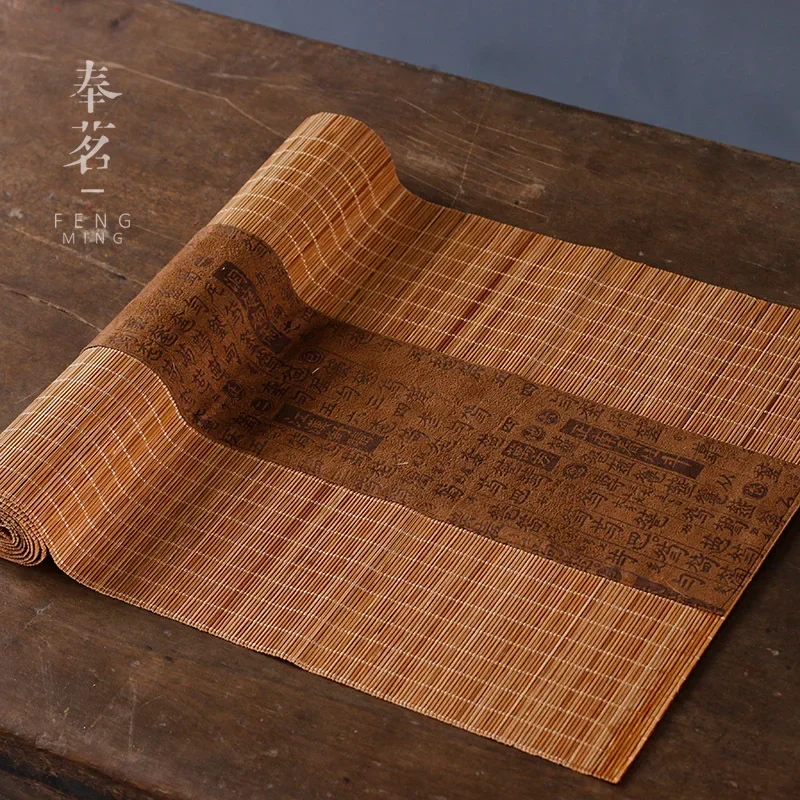 Creative Handmade Tea Mats Placemat Table Mat Coasters Chinese National Bamboo Filament Decor Crafts Linen Cotton Table Runner