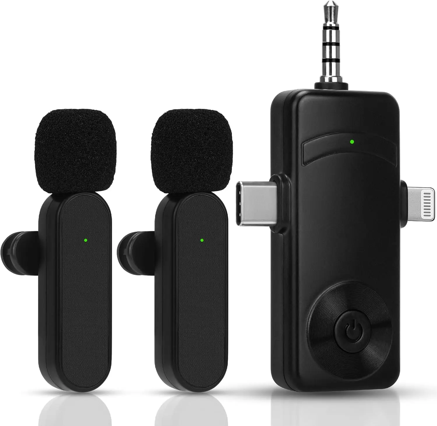 Wireless Lavalier Microphone，3 in 1 Mini Wireless Microphone for iPhone, Camera, Android, laptop,for recording video tiktok