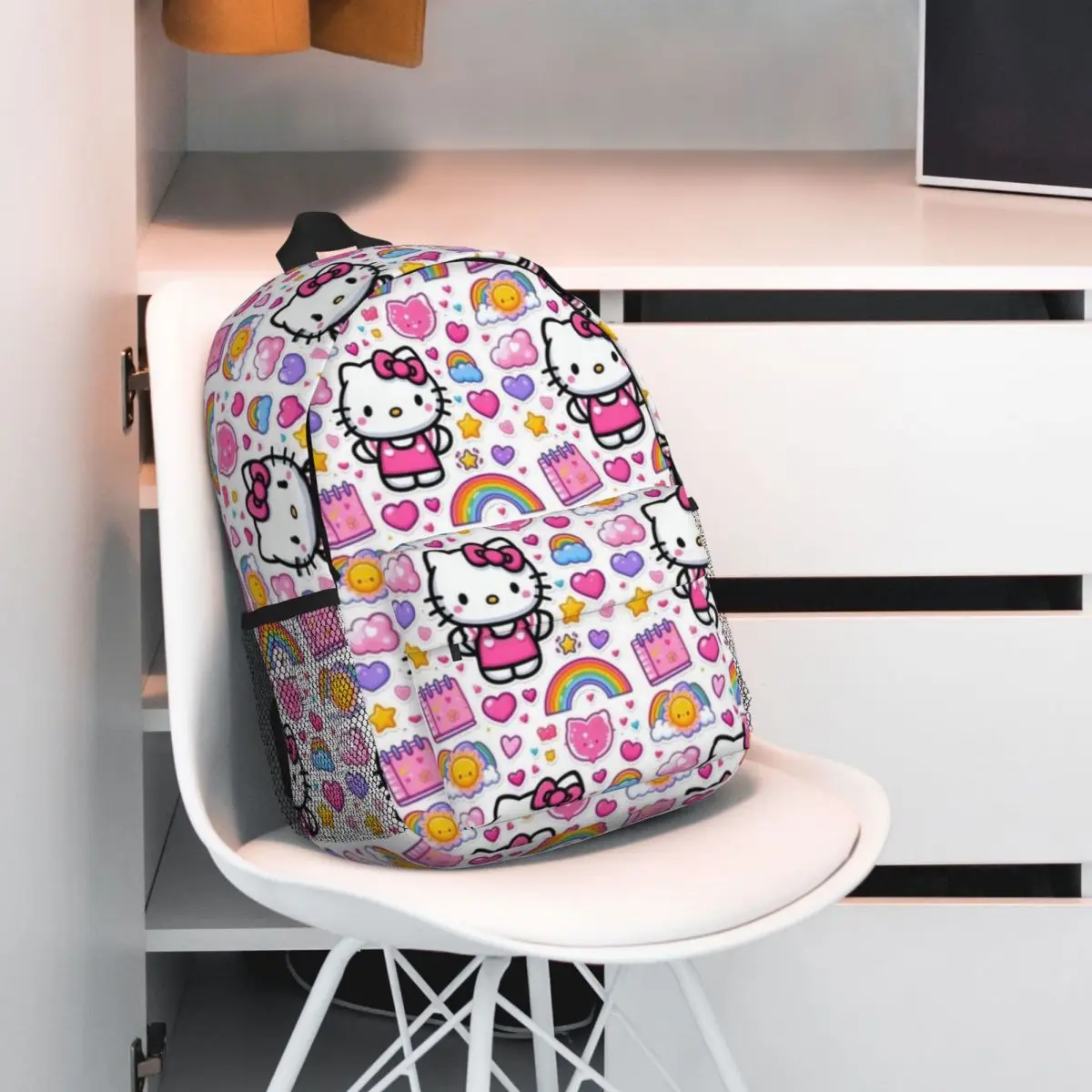 Mochila compacta Hello Kitty de 15 polegadas – Bolsa leve e elegante, perfeita para estudantes e viajantes