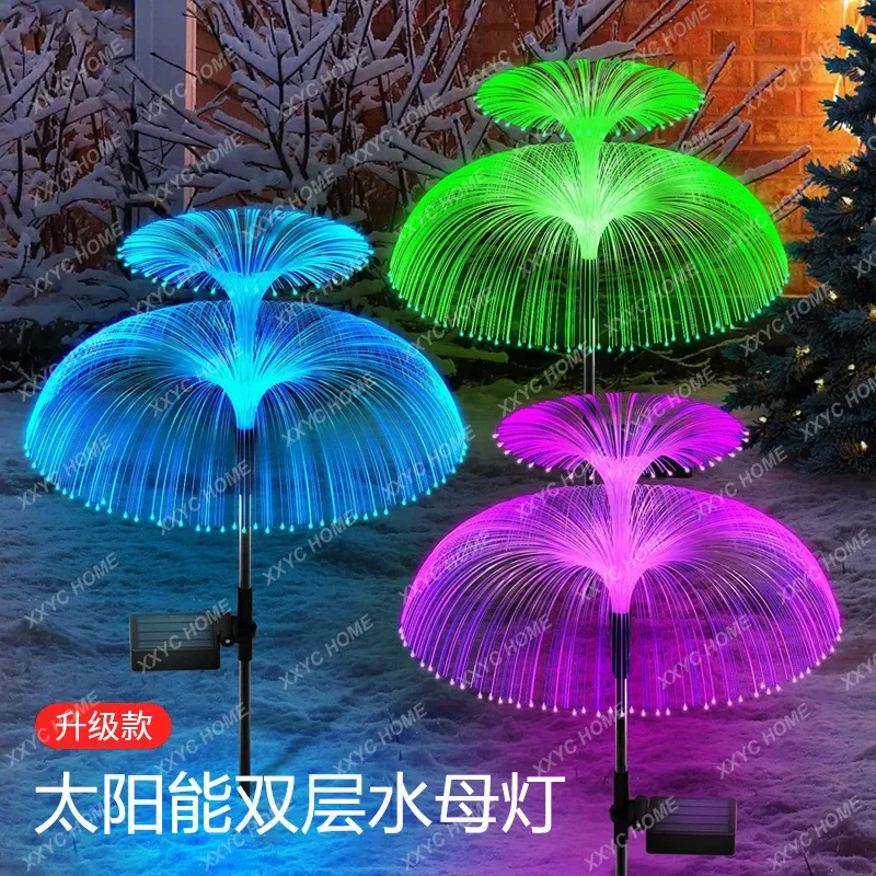 Solar outdoor jellyfish  Colorful color-changing fiber optic light Courtyard balcony Garden arrangement Household floor lamp