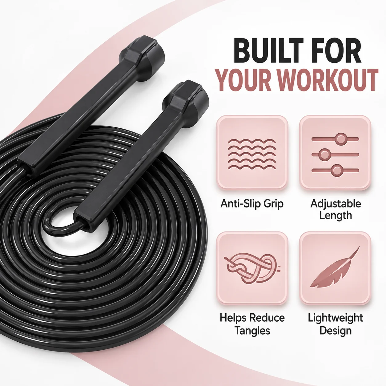 Speed Jump Rope Adjustable Length Skipping Rope with Anti-Slip Handles for Men Women Boxing CrossFit Fitness Workout Training