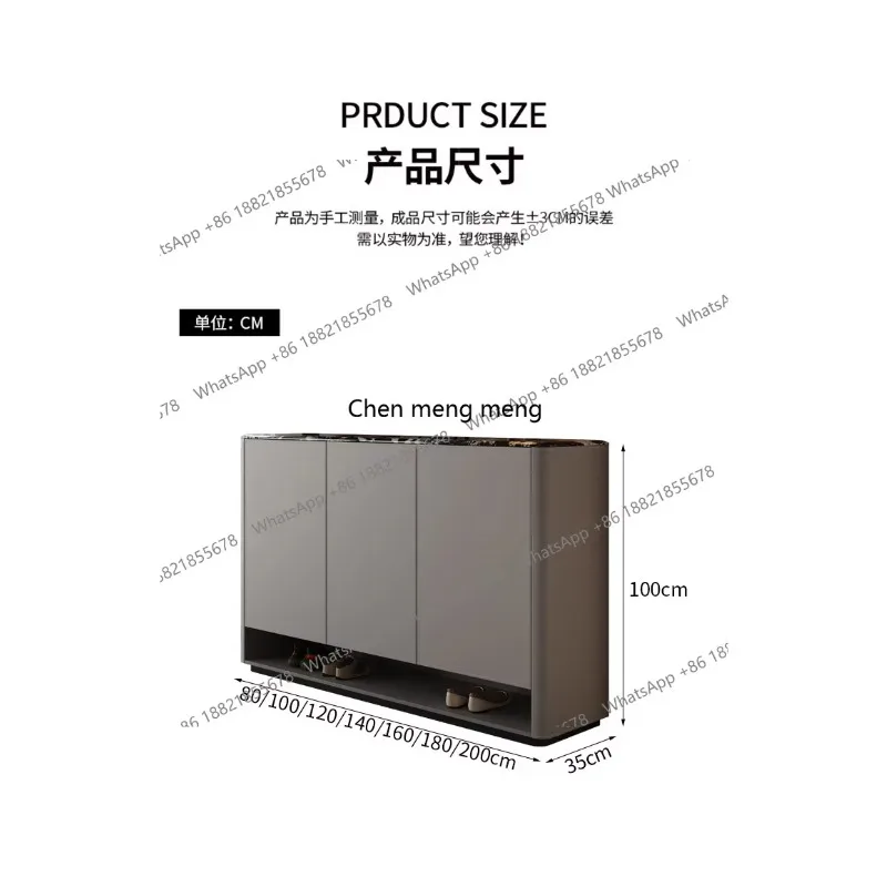 F150 Natural marble saddle leather shoe cabinet Italian home storage entrance solid wood cabinet