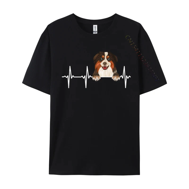 Funny Dog Heartbeat For Miniature American Shepherd Lovers Crazy Tops & Tees For Men Prevalent Cotton T Shirt Leisure T-Shirts