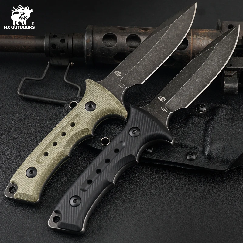 HX OUTDOORS Ranger Tactical Knives,Fulltang Hunting Knife,Camping Survival Knives,Rescue Knife With Kydex,G10/Flax Handle EDC