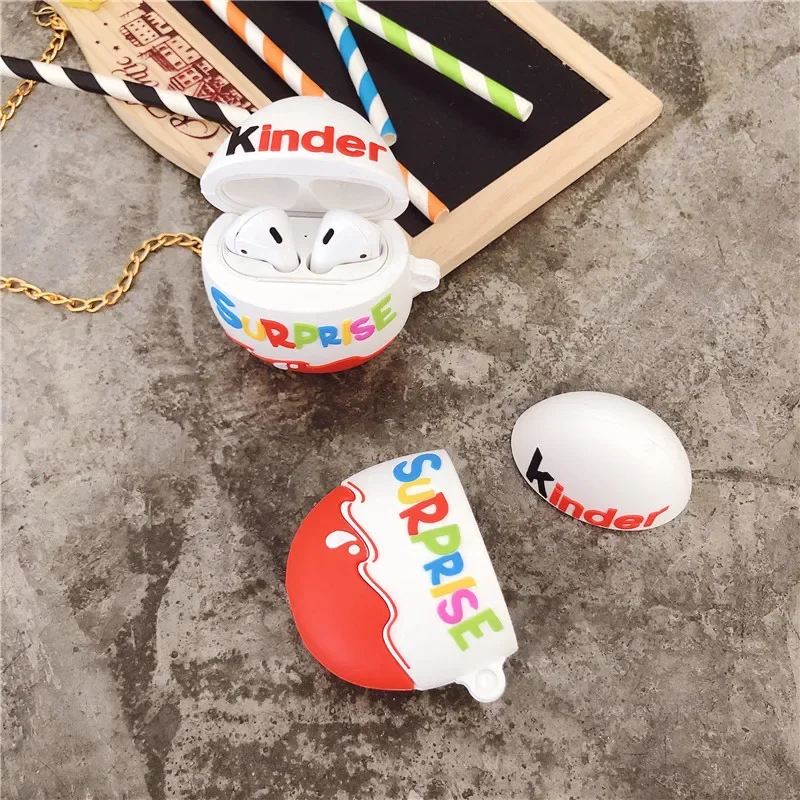 Kinder Eier 3D Kopfhörer Fall Abdeckung Drahtlose Bluetooth Cartoon Fall für Airpods 1 2 Kopfhörer Schutzhülle für Airpods Fall