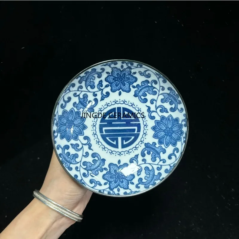 النمط الصيني السيراميك لوحة عالية القدم موقد مستدير صينية الشاي طبق الجوز تحت المزجج الملونة بعد الظهر الشاي المعجنات صينية طبق تقديم الحلوى #4